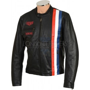 Black Steve McQueen Heuer GrandPrix Leather Jacket